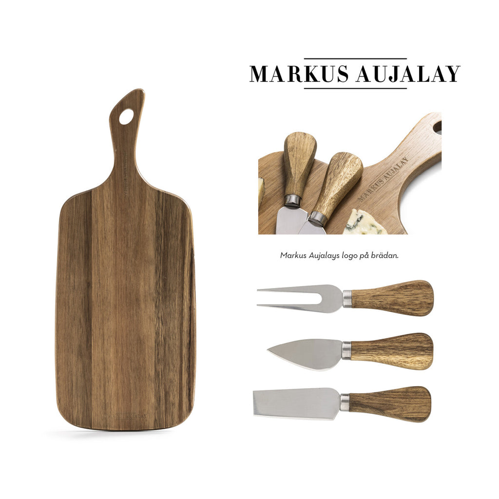 Markus lilla bräda för ost och tapas med 3 bestick