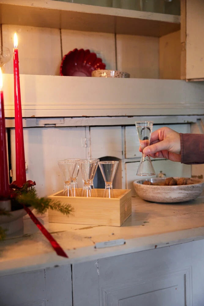 Nature snapsglas i bambubox, 6-pack