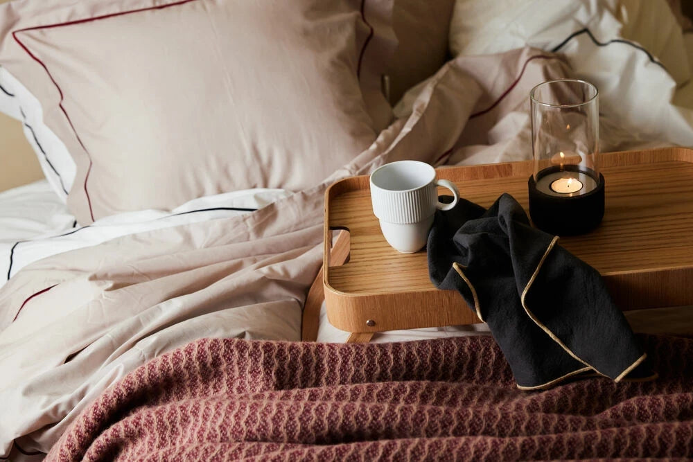 Carl påslakanset Beige/vinröd