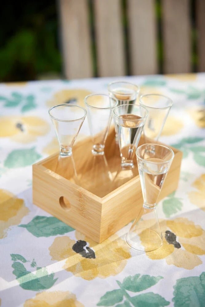 Nature snapsglas i bambubox, 6-pack