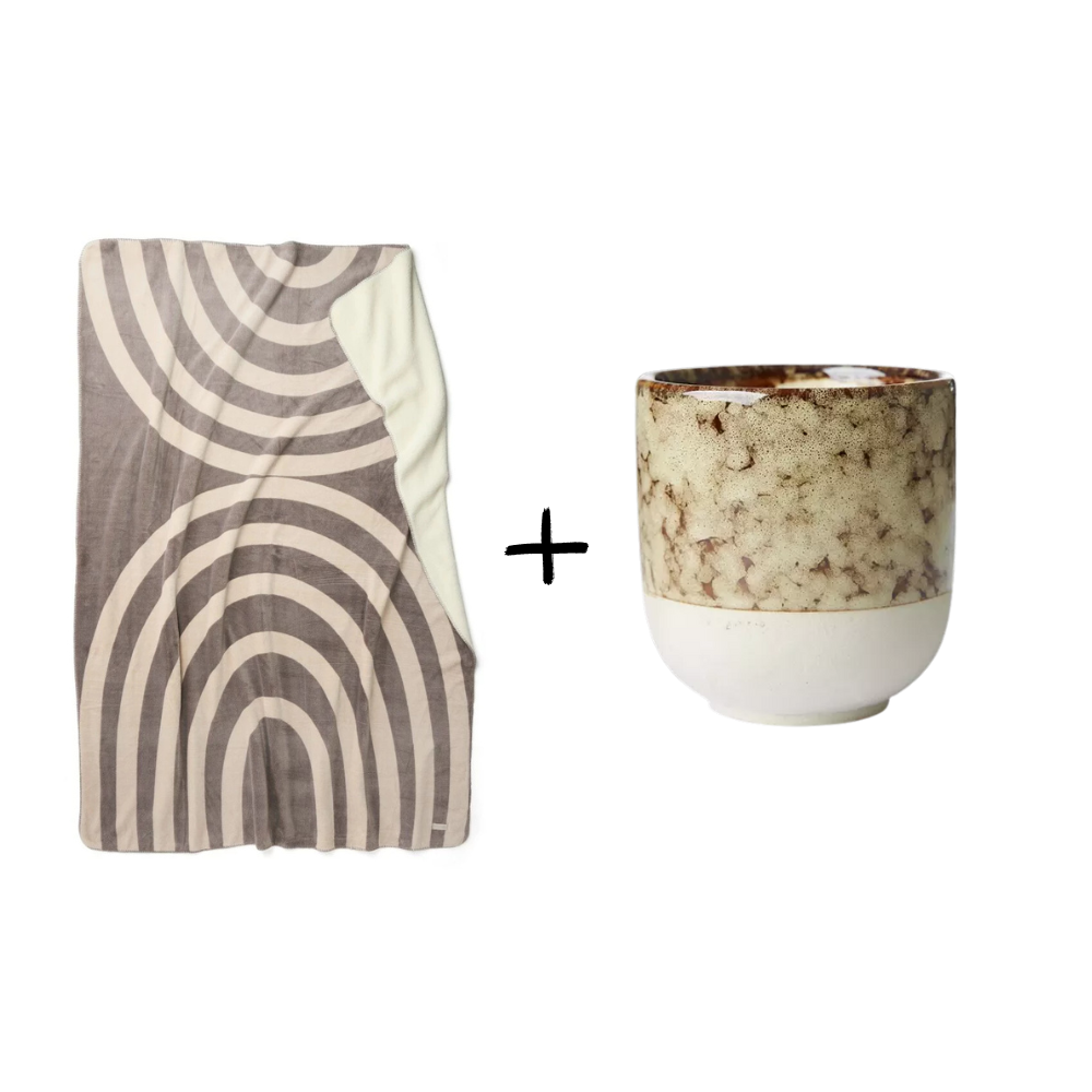 Sherpapläd arc grå + Chiara doftljus