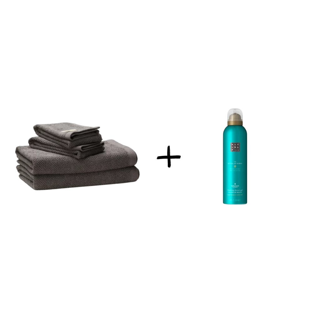 Handdukset Philippe grå + foaming shower gel från rituals