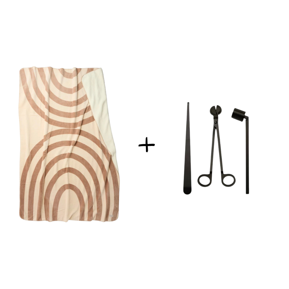 Sherpapläd - Arc Beige + Candle care kit - Noir flamme