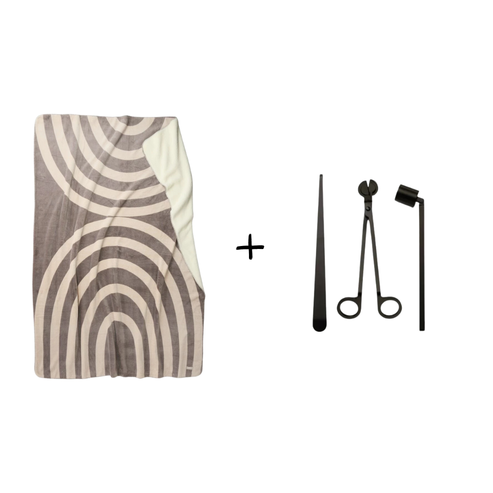 Sherpapläd - Arc Grå + Candle care kit - Noir flamme