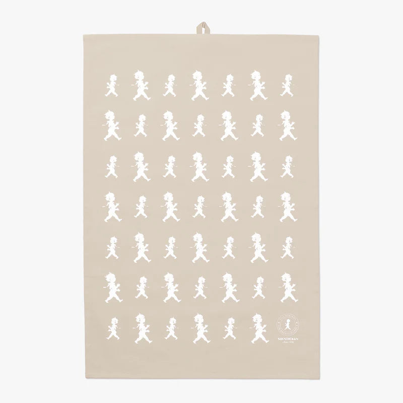 Kökshandduk halvlinne - Sand / Vit