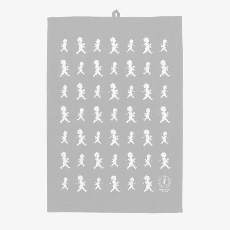 Kökshandduk halvlinne - Grå / Vit