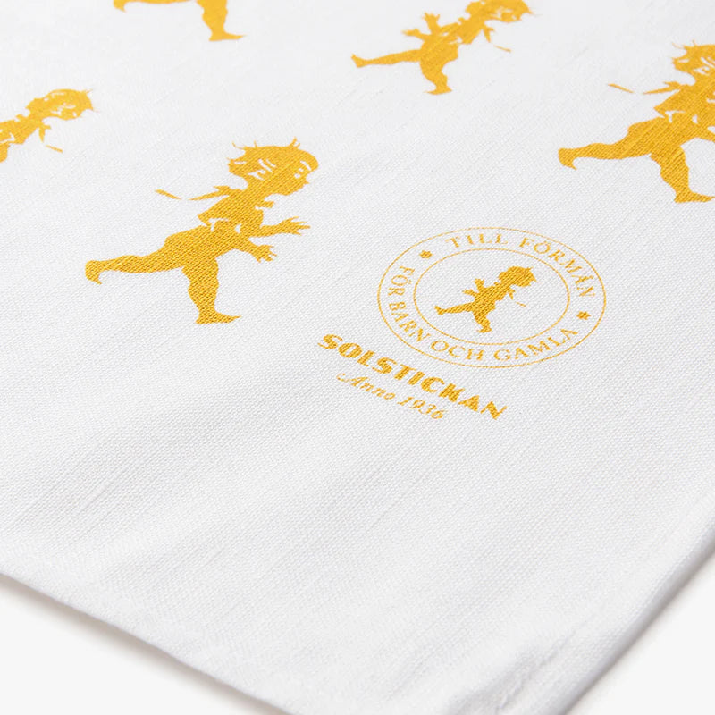 Kökshandduk halvlinne - Vit / Gul