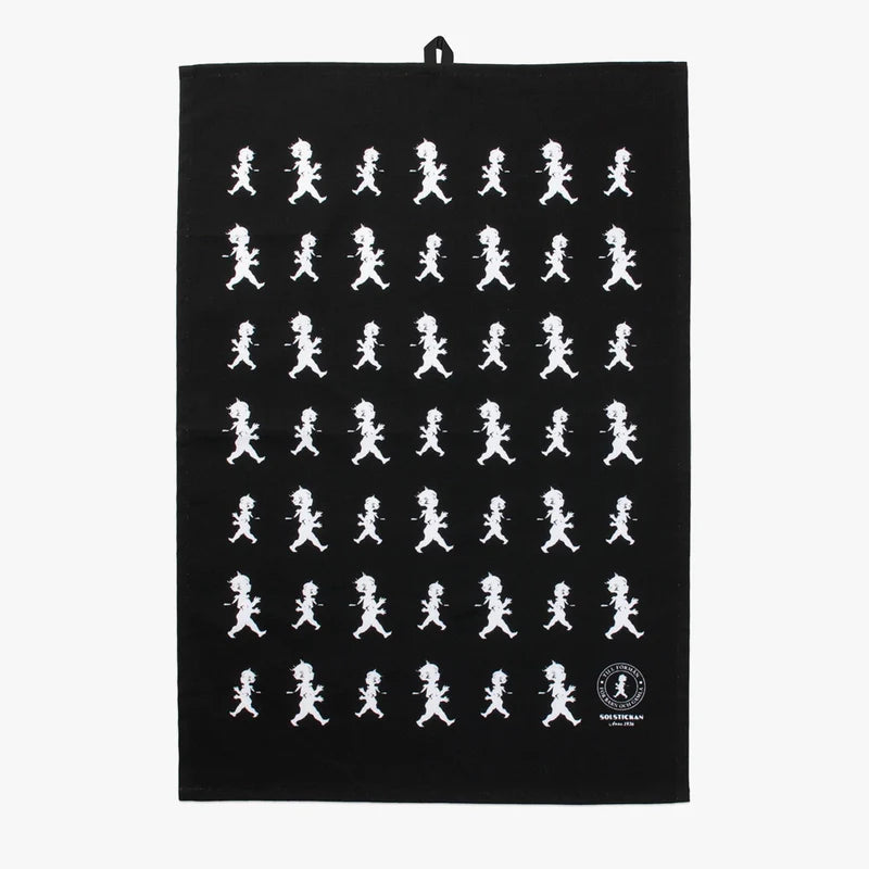 Kökshandduk halvlinne - Svart / Vit