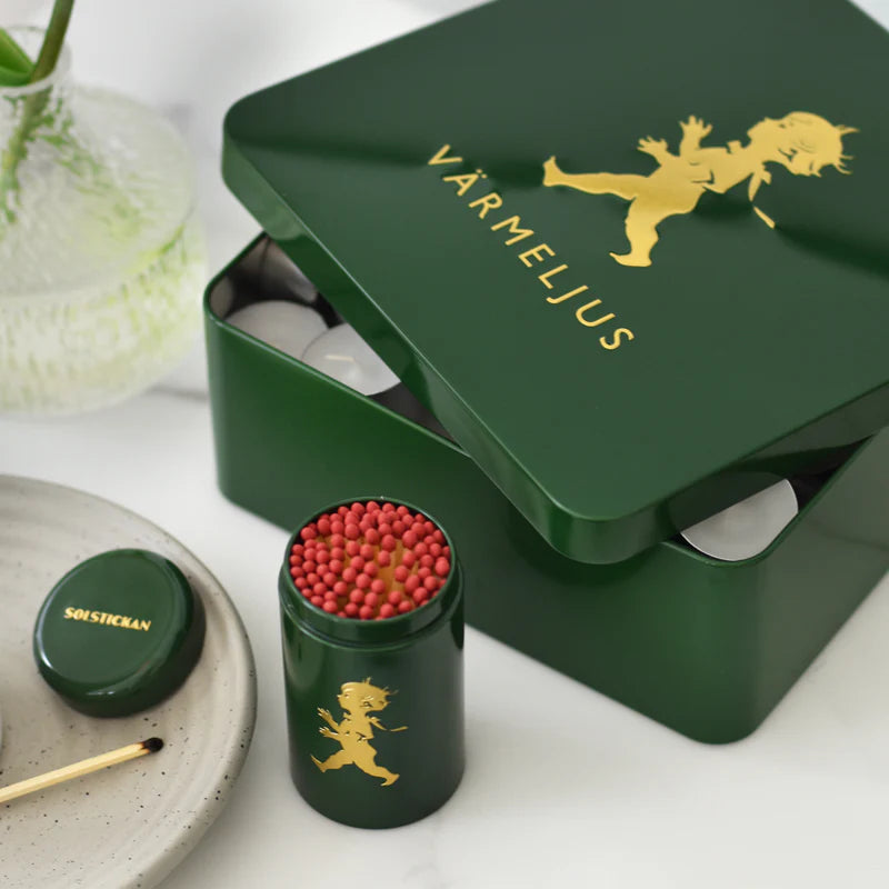 Värmeljuslåda - Grön/Guld